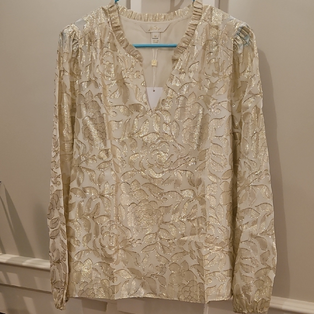 BNWT Lilly Pulitzer Giana Long Sleeve Silk Top M